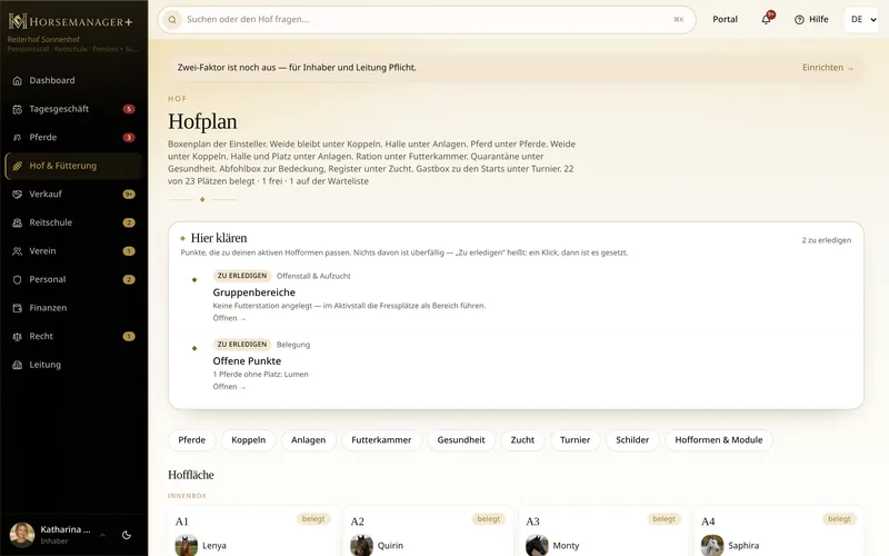 Öffentliche Hofseite in horsemanager+