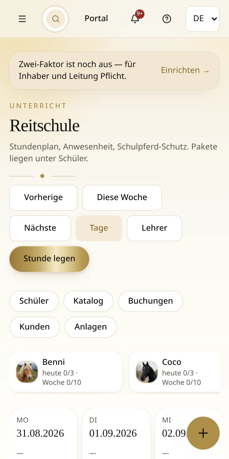 Hofseite auf dem Smartphone